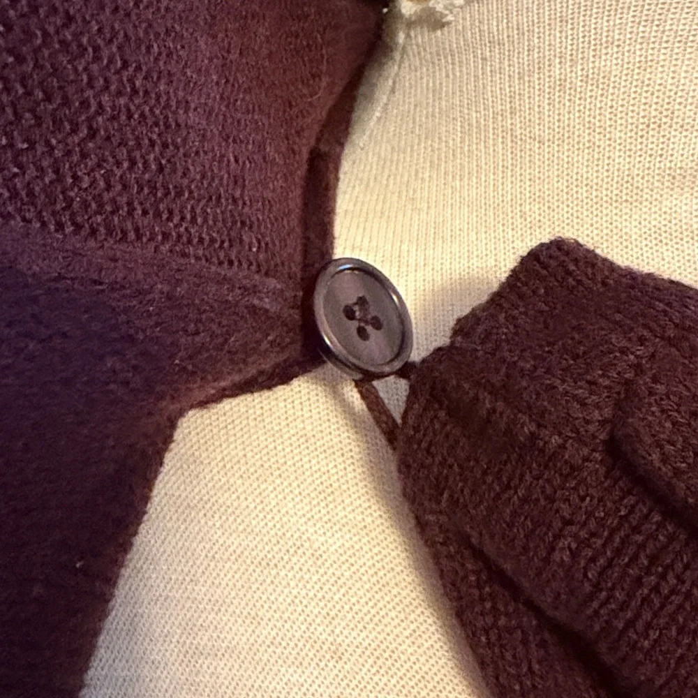 CAbi Port Fringe Wrap Cardigan Sweater Burgundy Gray - Size S - Picture 3 of 10